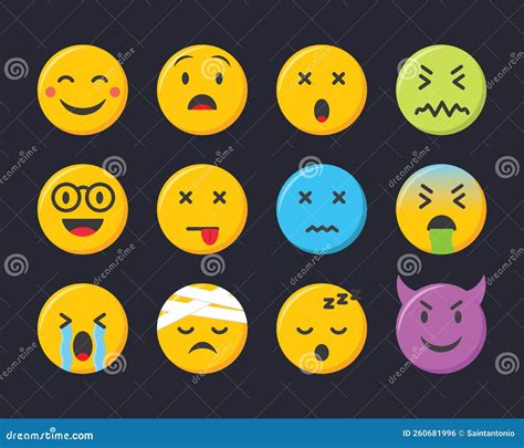 Conjunto De ícones Emoji Ilustração Do Vetor De Coleção Emoticons