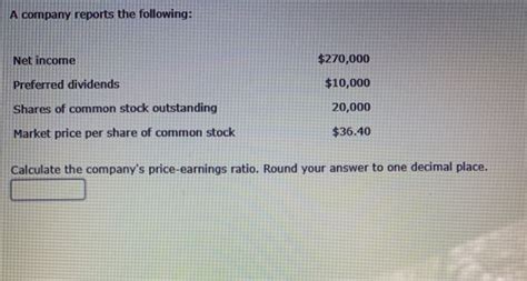 Solved A Company Reports The Following Net Income Preferred Chegg