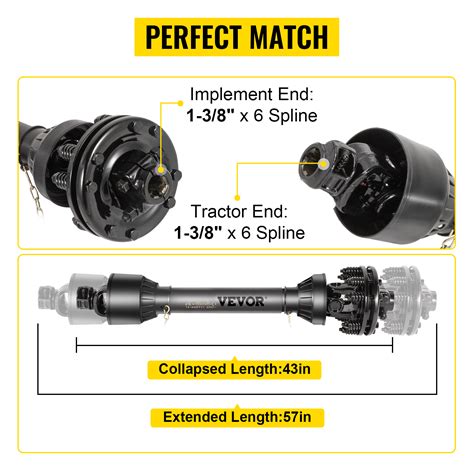 Vevor Pto Shaft Pto Drive Shaft Spline Both Ends Pto