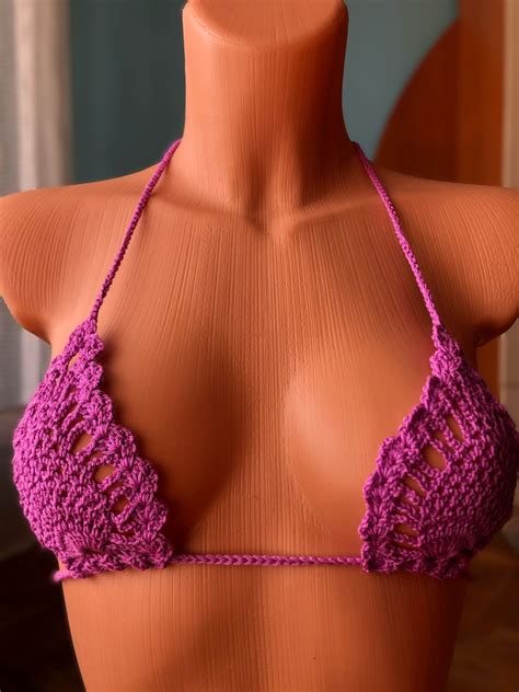 Sexy Crochet Bikini Set 2 Pieces Knitted Swimsuit With Thong Bottoms