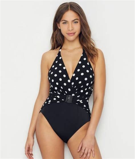 Magicsuit Swimsuit One Piece Bang Angelina Halter Polka Dot Black