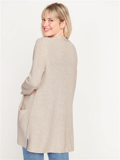 Textured Shaker Stitch Long Line Open Front Sweater For Women Old Navy