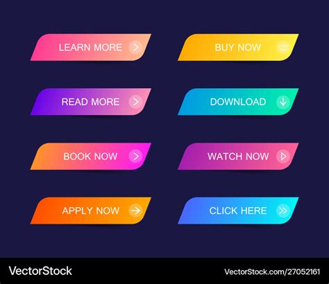 Set Modern Material Style Buttons For Website Vector Image