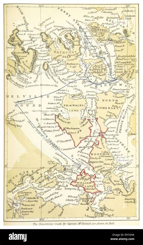 (1860) Map of the probable routes taken by HMS Erebus and HMS Terror ...