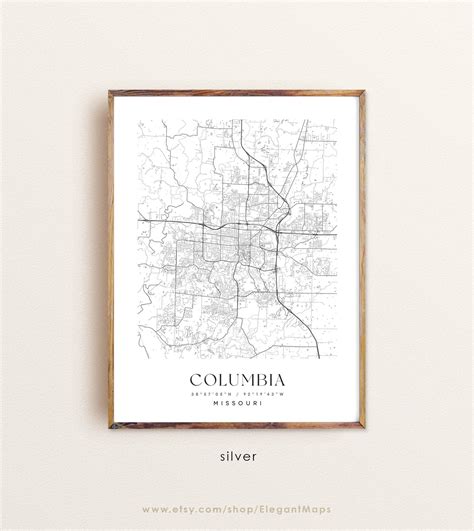 Columbia Missouri Map Columbia MO Map Columbia City Print | Etsy