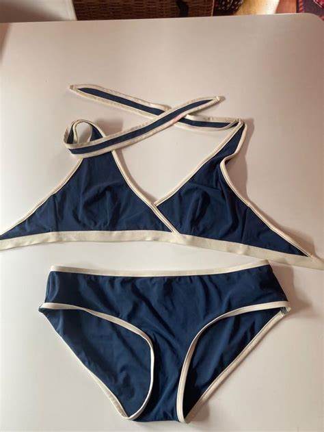 Marineblauer Bikini Mit Weissem Saum Von Nathalie Schweizer Kaufen Auf Ricardo