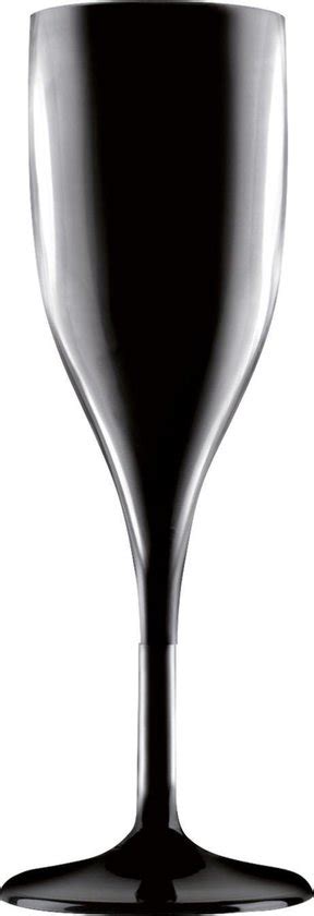 Set Van 4x Stuks Champagneglazen Prosecco Flutes Zwart 150 Ml