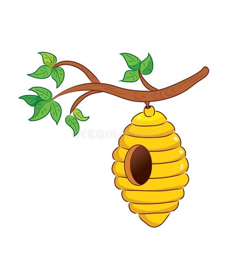 Beehive Hanging From A Branch Stock Vector Illustration Of Natural