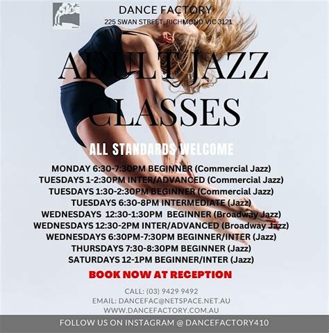 Adult Beginner Commercial Jazz Class Dance Factory Melbourne 16 April To 11 June Allevents