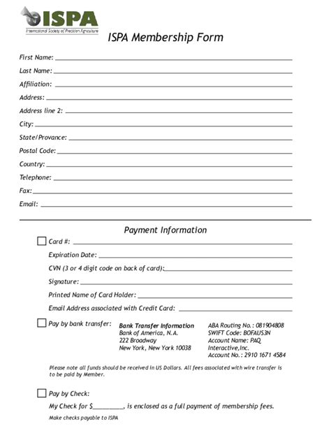 Fillable Online Ispa Membership Form Fax Email Print Pdffiller