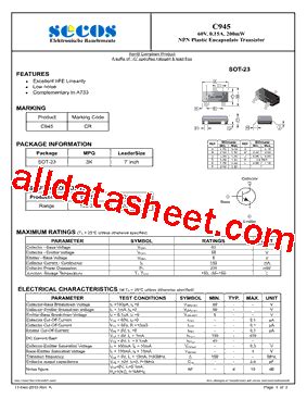 C945 Datasheet(PDF) - SeCoS Halbleitertechnologie GmbH