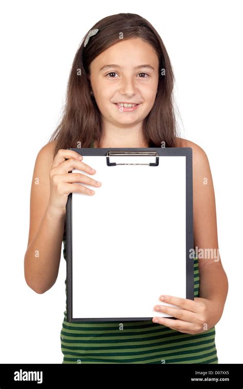 Pretty Teen Girl With Clipboard Isolated Over White Background Stock