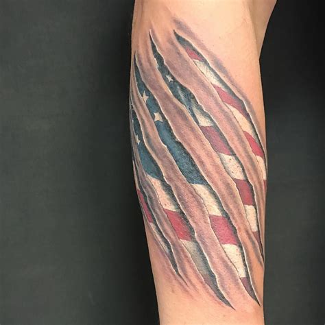 American Flag Ripped Skin Drawing