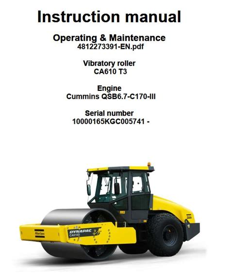 Dynapac Vibratory Roller Ca T Operation Maintenance Manual Auto