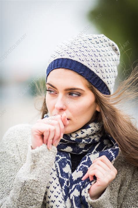 Woman Coughing Stock Image C034 8619 Science Photo Library