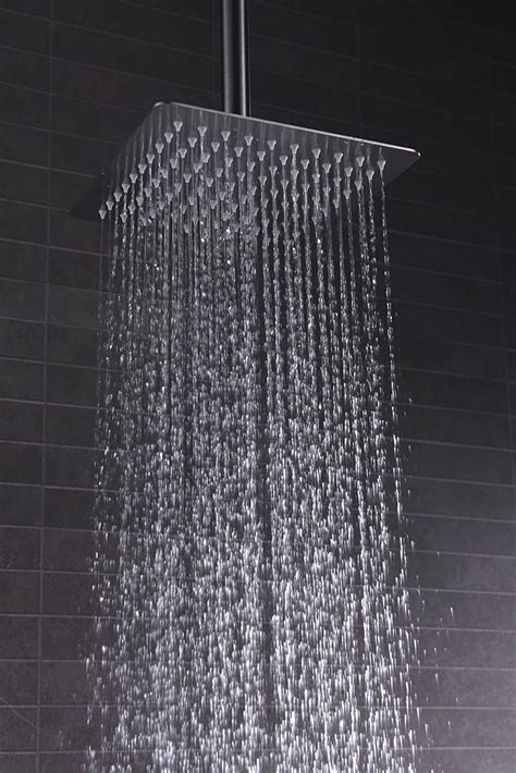 WOWOW Brushed Nickel Ceiling Mounted Rain Shower Head System with Handheld