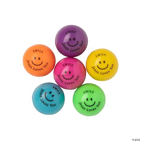 1 Bulk 48 Pc Mini Smile Jesus Loves You Rubber Bouncy Balls Oriental Trading