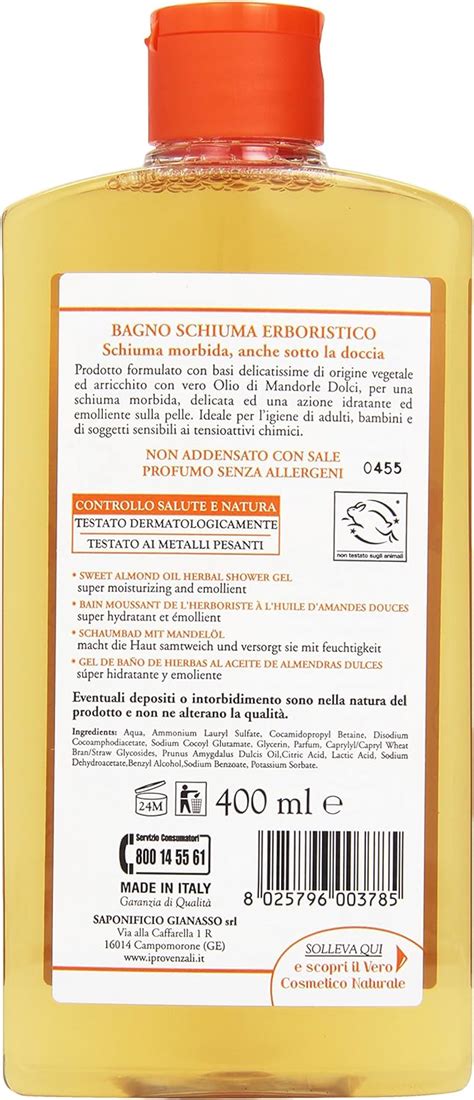 Testardo Spicca Ricco Bagnoschiuma I Provenzali Mandorle Dolci Inci