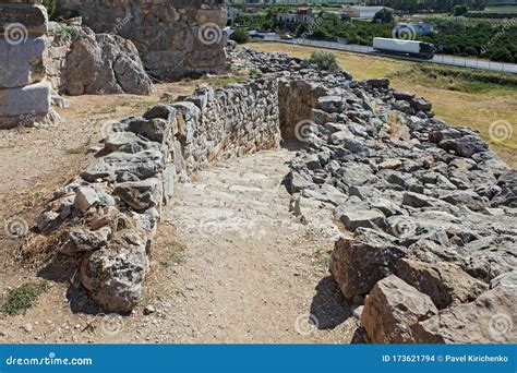 Ruins Of Ancient Acropolis Of Tiryns A Mycenaean Archaeological Site