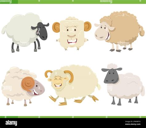 cartoon happy sheep farm animal characters set Stock Vector Image & Art - Alamy