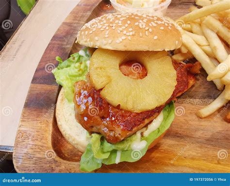 Hawaiian Teriyaki Chicken Burger Stock Photo Image Of Juicy Meal