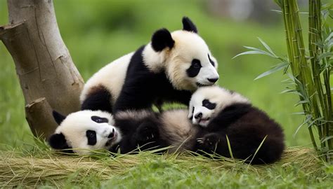 How do giant panda cubs grow and develop?