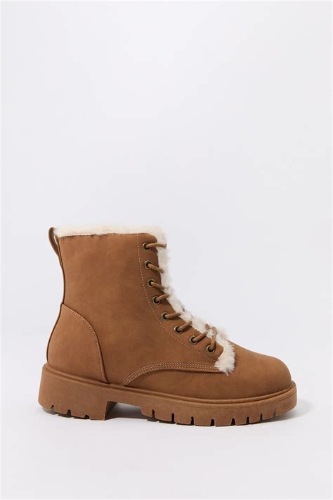 Faux Fur Lined Lace Up Boot Urban Planet