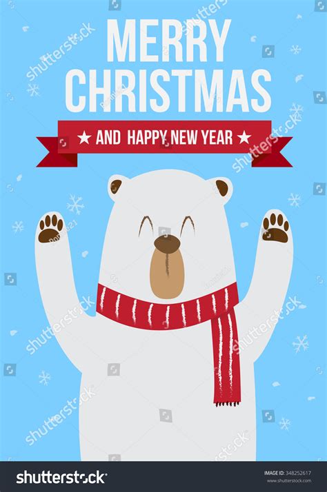 Cute Polar Bear Happy Christmas Happy Stock Vector Royalty Free