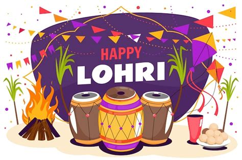 Free Vector | Flat lohri festival celebration background