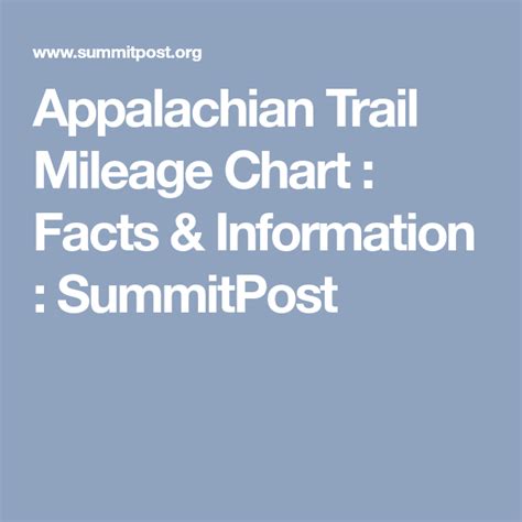 Appalachian Trail Mileage Chart Facts And Information Summitpost