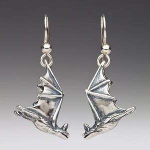 Silver Bat Earrings Soaring Bat Earrings Bat Jewelry Bat Charm Silver