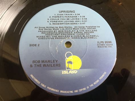 Bob Marley The Wailers Uprising Island Records ILPS 9596