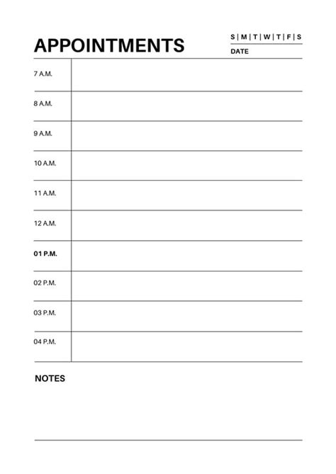 Free And Customizable Appointment Templates