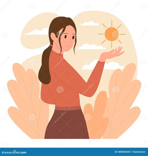 Optimistic Mindset Positive Thinking Concept Happy Person Holding Sun