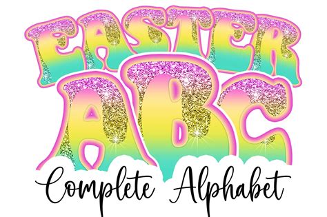 Easter Rainbow Glitter Alphabet Letters Graphic By Thedigitaldeli · Creative Fabrica