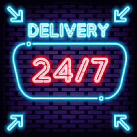 Delivery 247 Neon Sign Glowing With Colorful Neon Light Light Art