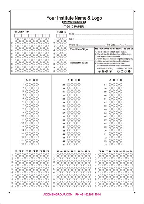 Sample Of OMR Sheet