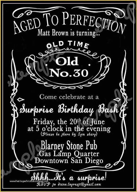 Aged To Perfection Invitation Template Free Free Templates Printable