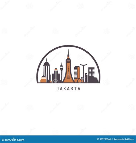 Jakarta Cityscape Skyline Vector Logo Stock Illustration - Illustration ...