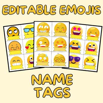 Editable emojis name tags/emojis theme labels/emojis name plates. by SOkids