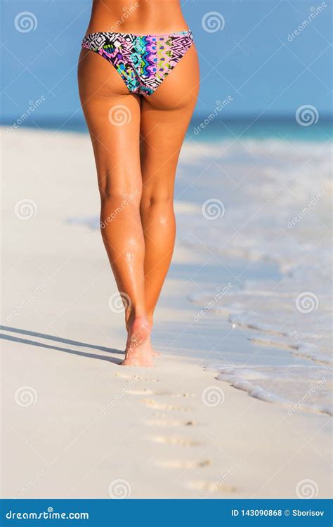 Woman Legs Walking On The Beach Stock Photo Image Of Naked Skin 143090868