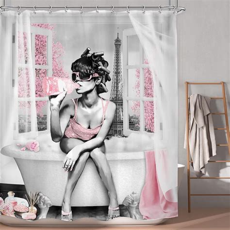 LGhtyro African American Woman Shower Curtain Bathroom Set 60Wx71H