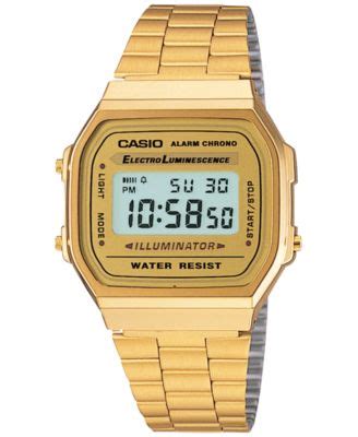 Casio Men S Digital Vintage Gold Tone Stainless Steel Bracelet Watch