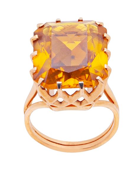 Bague CITRINE ROYALE En Or Jaune 18 Carats Certificat De Garantie