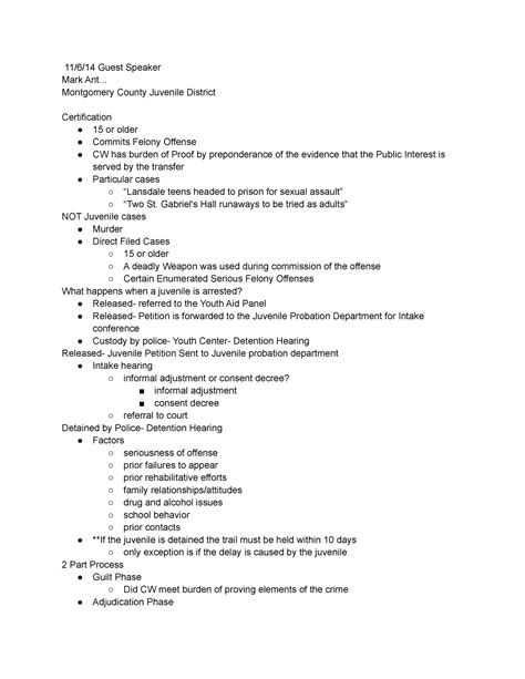 Juvenile Delinquency- Guest Speaker from Montgomery County Juvenile