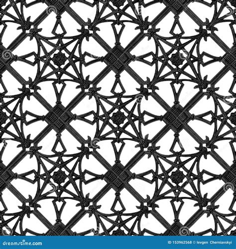 Seamless Texture Of Wrought Iron Latticework Pattern D Illustration