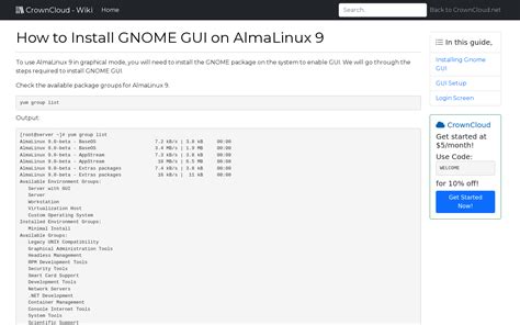 Crowncloud Wiki How To Install Gnome Gui On Almalinux