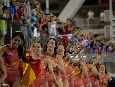 Team Spain Celebrates Winning The Womens Water Polo Gold Medal Match