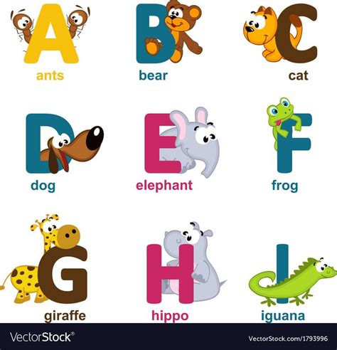 Alphabet Animals From A To I Vector Illustration Download A Free