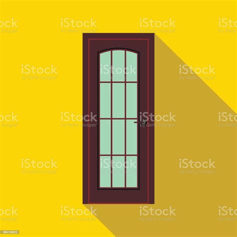 Brown Wooden Door Icon Flat Style Stock Illustration Download Image